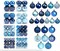 100PCS Shatterproof Blue Christmas Ornament Set - Glitter Balls for Tree Decor and Wreaths